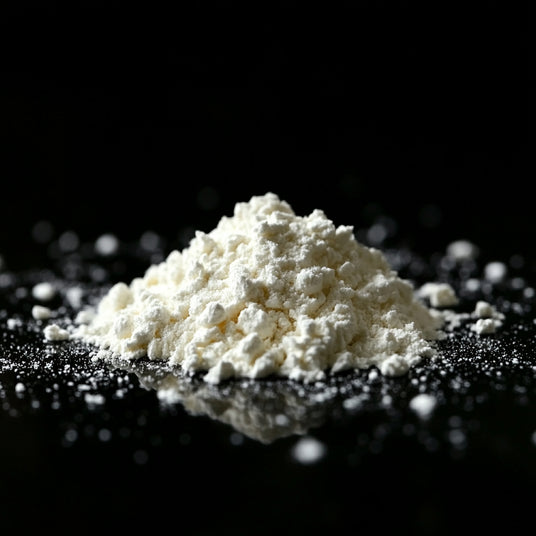 image of taurine powder on black background